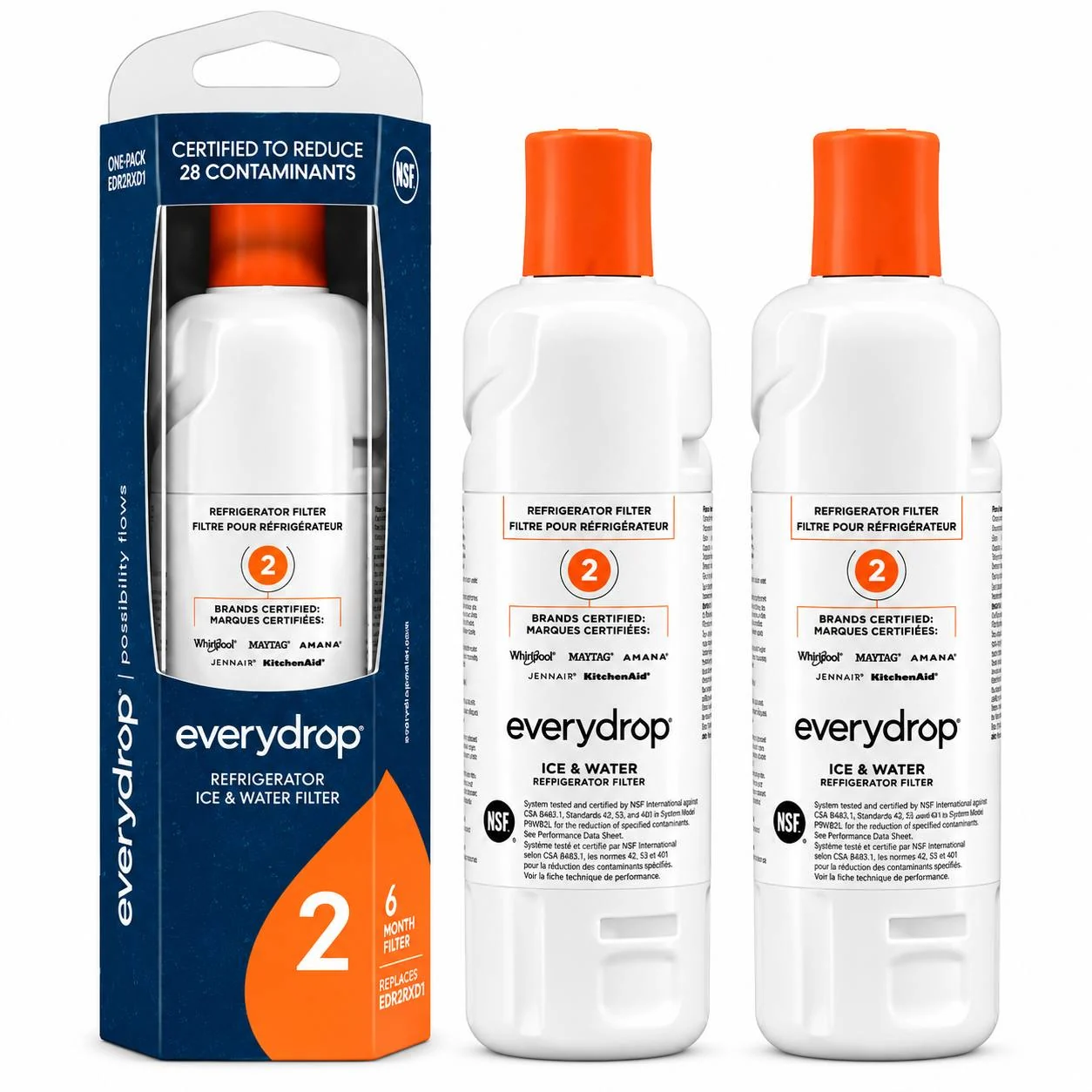 everydrop by Whirlpool Ice & Water Refrigerator Filter 2 – EDR2RXD1, Orange - Image 2