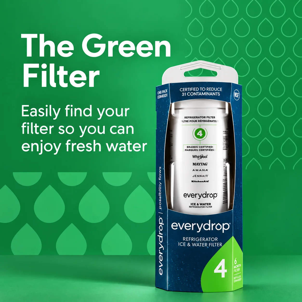 everydrop by Whirlpool Ice & Water Refrigerator Filter 4 – EDR4RXD1, Green - Image 5